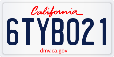 CA license plate 6TYB021
