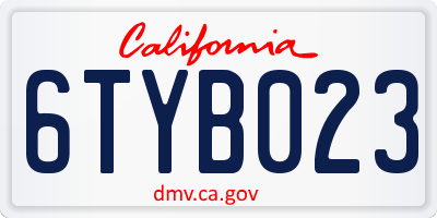 CA license plate 6TYB023