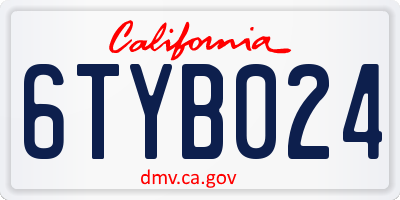 CA license plate 6TYB024