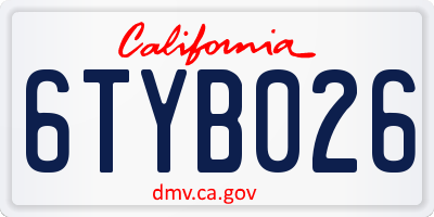CA license plate 6TYB026