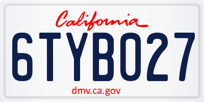 CA license plate 6TYB027