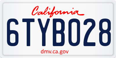 CA license plate 6TYB028
