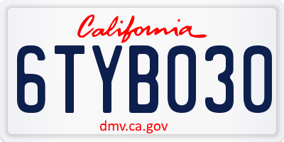 CA license plate 6TYB030