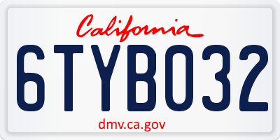 CA license plate 6TYB032