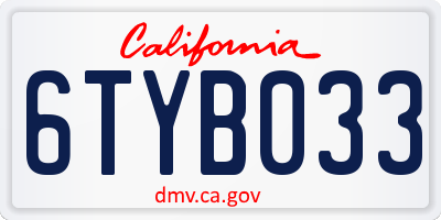 CA license plate 6TYB033