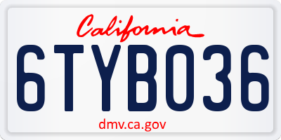 CA license plate 6TYB036
