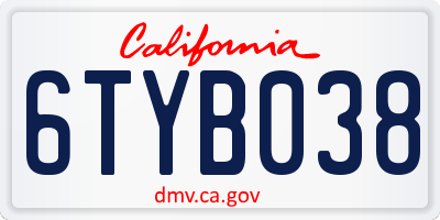 CA license plate 6TYB038