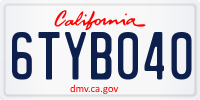 CA license plate 6TYB040
