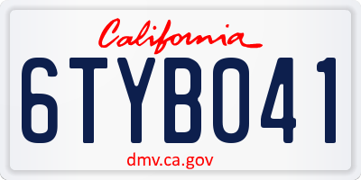 CA license plate 6TYB041