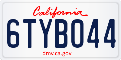 CA license plate 6TYB044