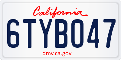 CA license plate 6TYB047
