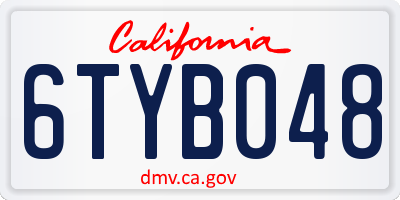 CA license plate 6TYB048