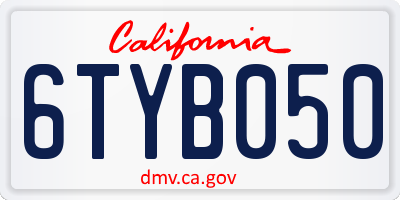 CA license plate 6TYB050
