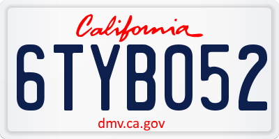 CA license plate 6TYB052