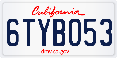 CA license plate 6TYB053