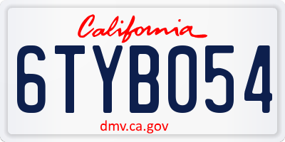 CA license plate 6TYB054