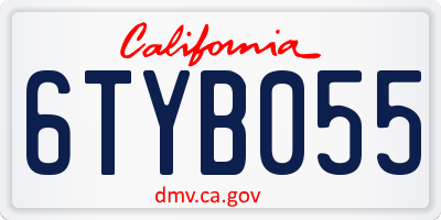 CA license plate 6TYB055