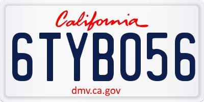 CA license plate 6TYB056