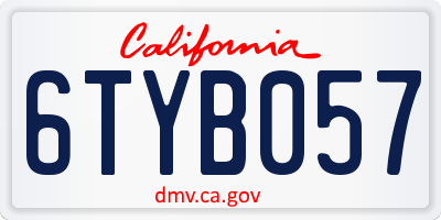 CA license plate 6TYB057