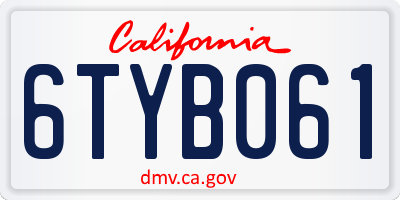 CA license plate 6TYB061