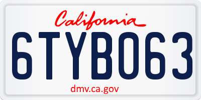 CA license plate 6TYB063