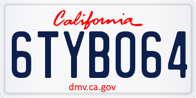 CA license plate 6TYB064