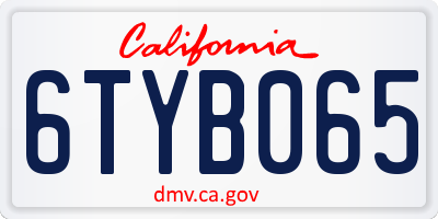 CA license plate 6TYB065