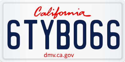 CA license plate 6TYB066