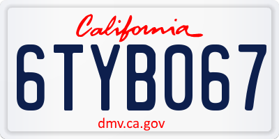 CA license plate 6TYB067