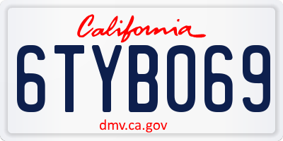 CA license plate 6TYB069