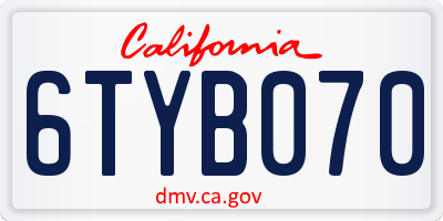 CA license plate 6TYB070