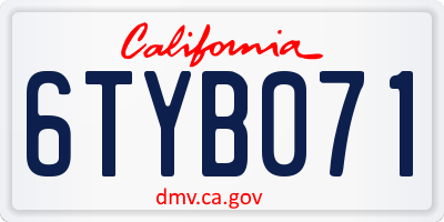 CA license plate 6TYB071