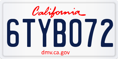 CA license plate 6TYB072