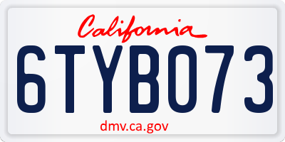CA license plate 6TYB073
