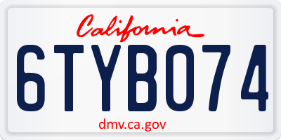 CA license plate 6TYB074