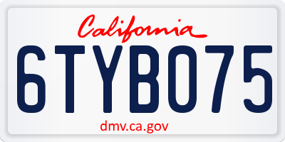 CA license plate 6TYB075