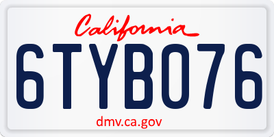 CA license plate 6TYB076
