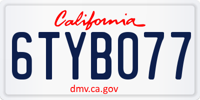 CA license plate 6TYB077