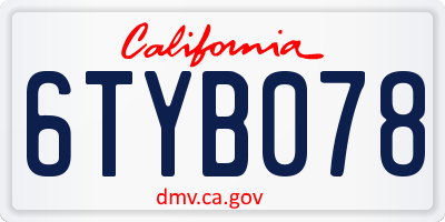 CA license plate 6TYB078