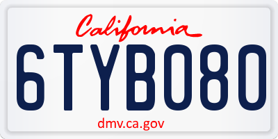 CA license plate 6TYB080