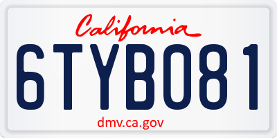 CA license plate 6TYB081