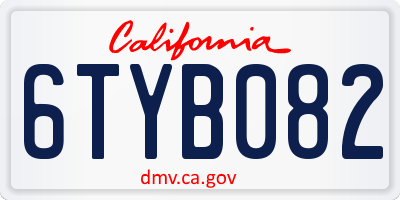 CA license plate 6TYB082