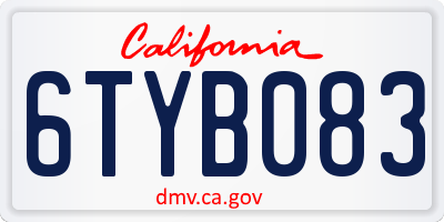 CA license plate 6TYB083