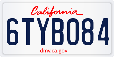 CA license plate 6TYB084