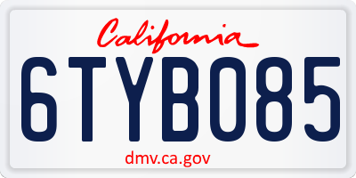 CA license plate 6TYB085