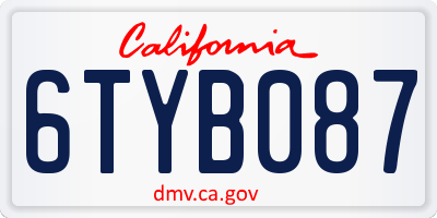 CA license plate 6TYB087