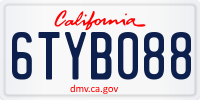 CA license plate 6TYB088