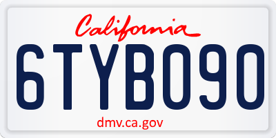 CA license plate 6TYB090