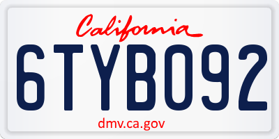 CA license plate 6TYB092
