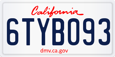 CA license plate 6TYB093